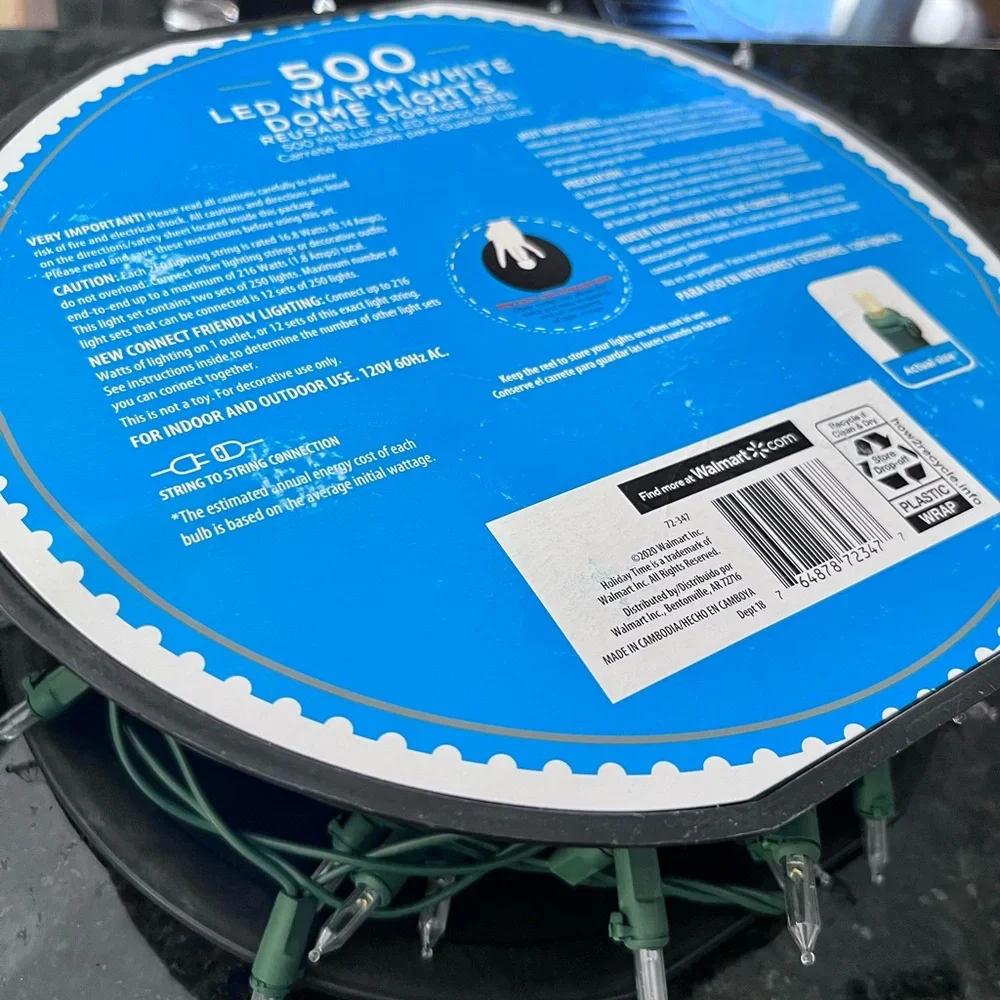A Reel Of LED HOLIDAY LIGHTS Warm White LED Dome Lights Used Once Like New